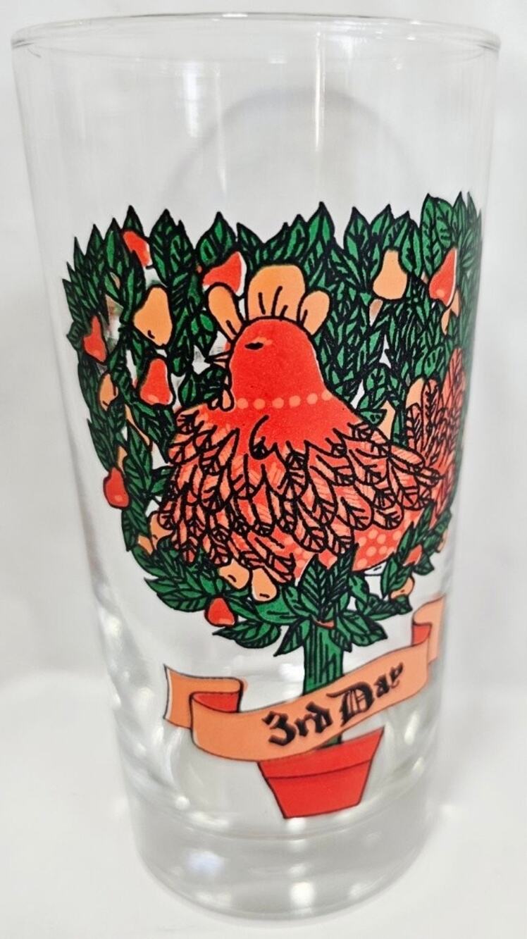 3rd Day Vtg Indiana Glass 12 Days of Christmas Glass Tumbler Replacement Glass